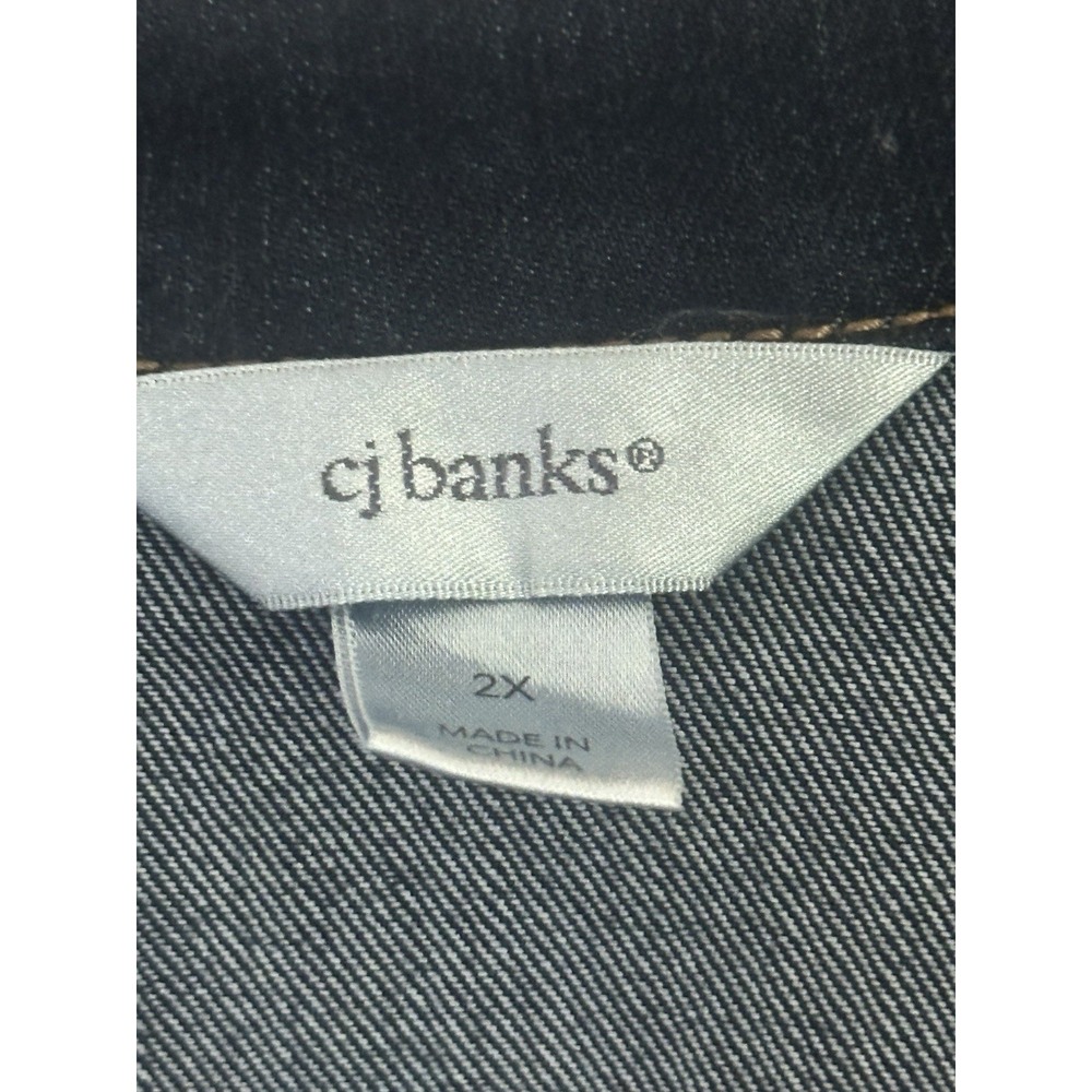 Denim Jacket BLING CJ Banks Dark Jean 2X Rhinestones Stretch - Picture 3 of 6